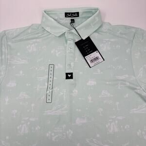 Bad Birdie Large "The Southwest Loop" Mint Green Short Sleeve Polo Shirt NWT